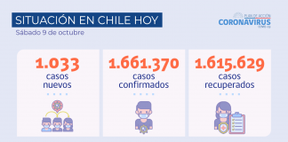 COVID-19 Se reportan 1.033 nuevos casos y 62.255 exámenes a nivel nacional en las últimas 24 horas