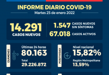 COVID-19: Se reportan 14.291 nuevos casos y 80.163 exámenes a nivel nacional en las últimas 24 horas con una positividad de 15,82% COVID-19 Se reportan 14.291 nuevos casos