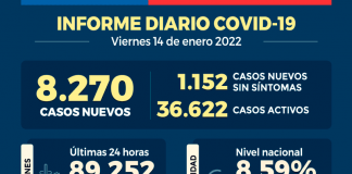 COVID-19: Se reportan 8.270 nuevos casos y 89.252 exámenes a nivel nacional en las últimas 24 horas