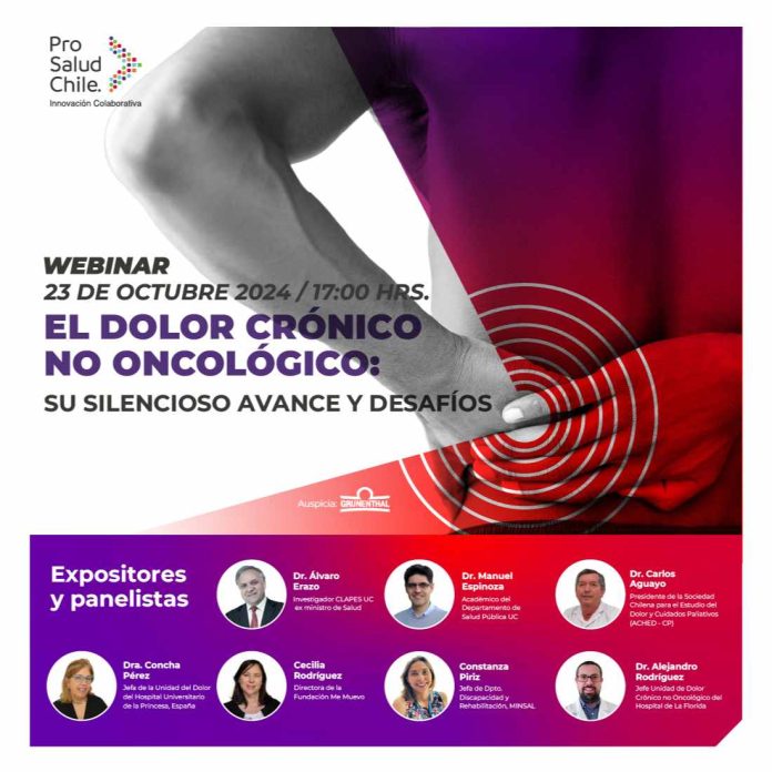 Seminario abordará el silencioso avance del Dolor Crónico no oncológico en Chile y los desafíos para enfrentar una enfermedad que afecta a 1 de cada 4 personas  Seminario abordará el silencioso avance del Dolor Crónico no oncológico en Chile y los desafíos para enfrentar una enfermedad que afecta a 1 de cada 4 personas